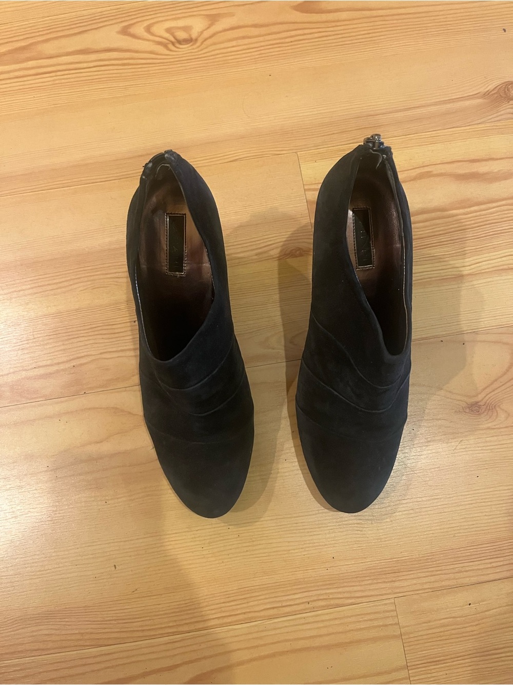 Tahari Black Suede Heeled Booties